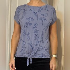 Apt. 9 Blue Floral Short Sleeve Top